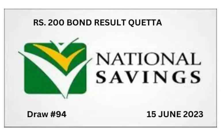 PRIZE BOND RS. 200 LIST 15 JUNE 2023 DRAW# 94 RESULT QUETTA