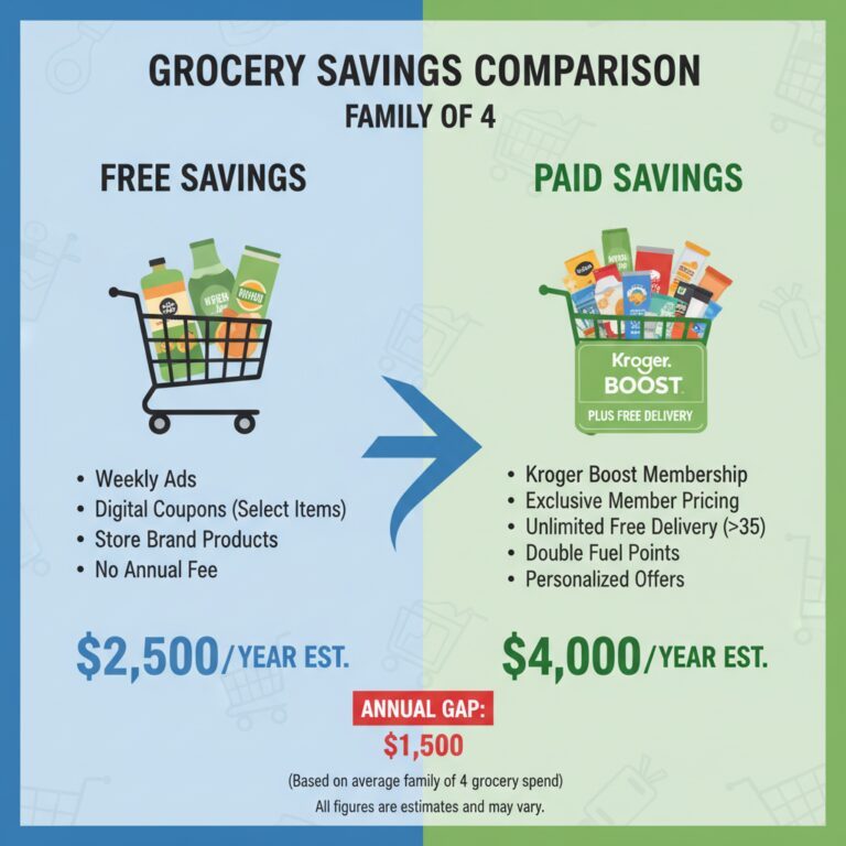 Free Grocery Cards or Paid Upgrades? The Family Budget Hack That Could Save You $1,500+ Yearly (Kroger Boost, Walmart+ Exposed)