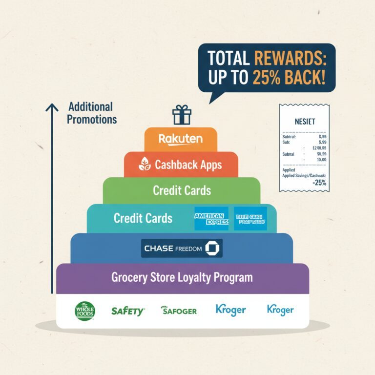 Stacking Rewards: How to Combine Cashback Apps, Cards, and Store Programs for 20%+ Back on Everyday Shopping